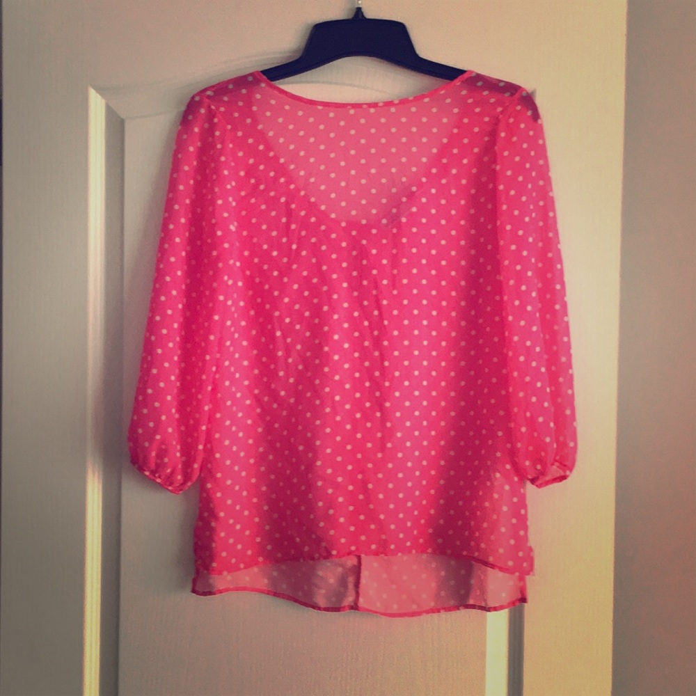 Sweet Pea for New York & Company sheer pink blouse